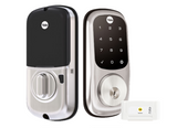 YALE ASSURE KEYED SMART-READY LOCK WITH APEX 141 X 450 ENTRANCE SET SATIN NICKEL & MATT BLACK