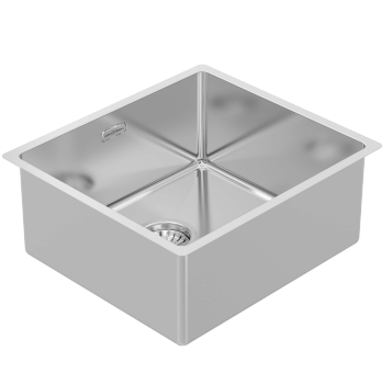 BURNS & FERALL BDM490- Top Mount Bowl 450 x 400 x 200 Designer Waste & Overflow - 1.2mm Stainless Steel