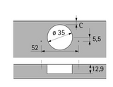 Hettich Germany Sensys Thick Door Hinge With Integrated Silent System Overlay, Half overlay & Inset Opening angle 95° ,TH-drilling pattern 52 x 5.5 mm, for Screwing On -Nickel Plated