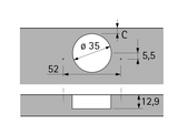 Hettich Germany Sensys Thick Door Hinge With Integrated Silent System Overlay, Half overlay & Inset Opening angle 95° ,TH-drilling pattern 52 x 5.5 mm, for Screwing On -Nickel Plated