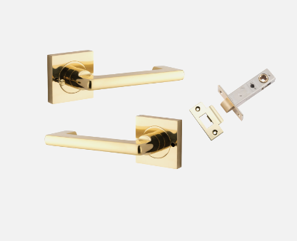 Iver Baltimore Door Lever 21170 Return Square Rose Polished Brass - Passage ,Privacy & Entrance