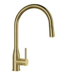 Archant Heritage Marbella Gooseneck Pullout & Swivel - Brushed Brass and Stainless Steel