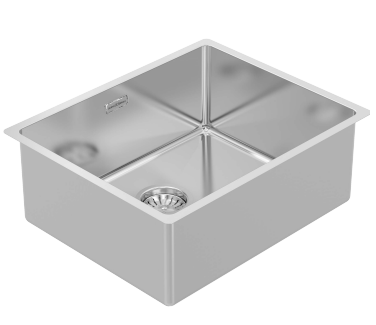 BURNS & FERALL BDM540- Top Mount Bowl 500 x 400 x 210 Designer Waste & Overflow - 1.2mm Stainless Steel