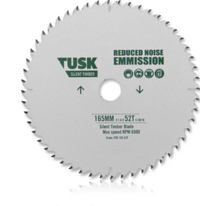 Tusk Heavy Duty Silence Timber Blades - 165mm x 1.6 x 52T x 20/16 & 185mm x 1.6 x 52T x 20/16