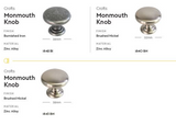 Archant Heritage Monmouth Knob 38mm - Available in 3 Colours :  Antique Copper , Brass & Brushed Nickel