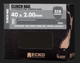 Ecko Clinch Nail 316Stainless Steel Annular Groove 2.00x40,50mm-500G