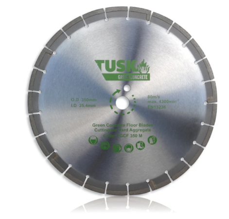 Tusk Heavy Duty Green Concrete Floor Blades - 350mm x 3.2/2.4 x 8 x 25.4PH & 410mm x 3.4/2.6 x 8 x 25.4PH