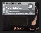 Ecko Fibre Cement Nails 316Stainless Steel Annular Groove 2.80x40,50mm, 3.15x60mm - 500G