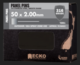 Ecko Panel Pin 316Stainless Steel Smooth 1.60x25,30,40mm,2.00x50mm - 100G