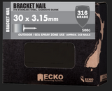 Ecko Bracket Nail 316Stainless Steel Annular Groove 3.15x30mm - 500G,2KG,5KG