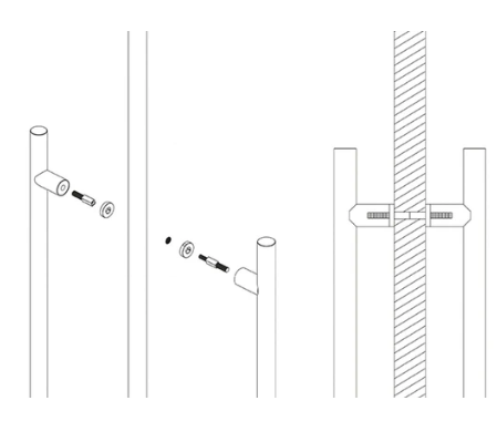 JNF Unifix Fittings Kit for Back to Back & M8 Glass Handles 35mm Finish : Stainless Steel