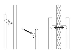 JNF Set of Adapters for Double Pull Handles for Glass Doors Finish Stainless steel Available In 5 Sizes : 19mm ,22mm ,25mm ,30mm ,35mm