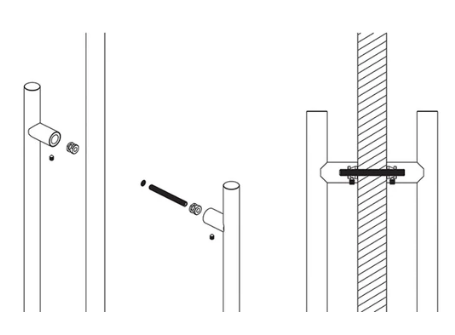 JNF Set of Adapters for Double Pull Handles for Glass Doors Finish Stainless steel Available In 5 Sizes : 19mm ,22mm ,25mm ,30mm ,35mm