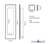 Mardeco 1141M Flush Pull Medium Height 135mm x Width 38mm Available In 5 Colours  : Black ,Brushed Nickel ,Brushed Satin Chrome  ,Satin Chrome ,White