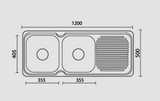 San Sink Stainless Steel E-200D Atlas Eco Range .9mm Double Bowl