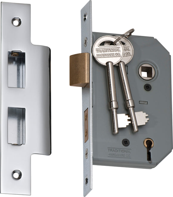 Mortice Lock 5 Lever Chrome Plated CTC57mm Backset 46mm