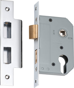 Mortice Lock Euro Chrome Plated CTC47.5mm Backset 46mm