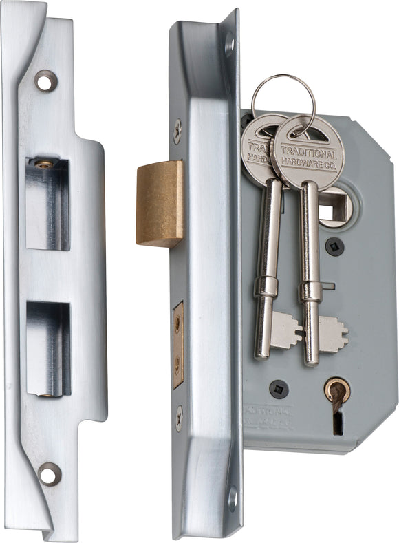 Mortice Lock 5 Lever Rebated Satin Chrome CTC57mm Backset 46mm