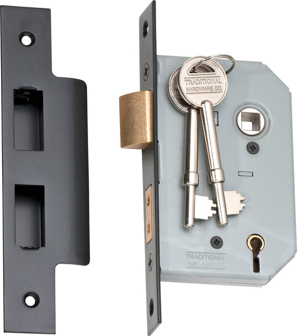 Mortice Lock 5 Lever Matt Black CTC57mm Backset 46mm