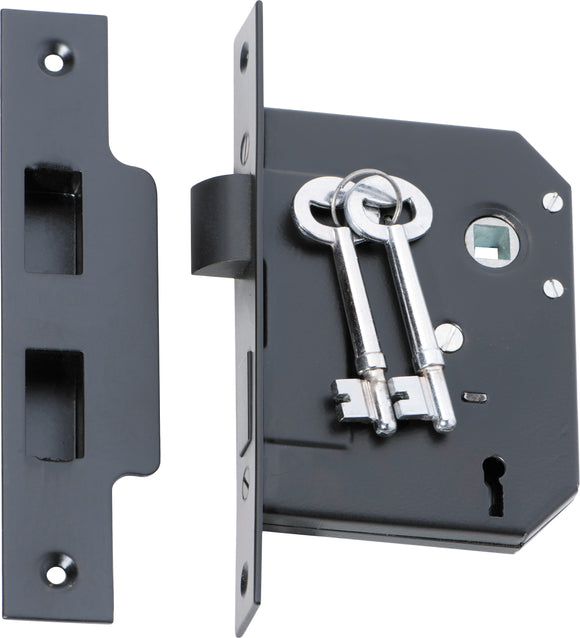 Mortice Lock 3 Lever Matt Black CTC57mm Backset 57mm