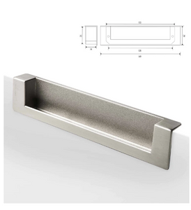 ELITE ORIANE INSET HANDLE HOLE CENTRE 128MM x LENGTH 149MM x DEPTH 13.5MM - BRUSHED NICKEL & SATIN BLACK