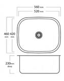 MERCER EL102 QUESTO LAUNDRY BOWL UNDER MOUNT NO OVERFLOW & WITH OVERFLOW