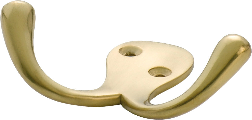 Robe Hook Double Polished Brass H75xP30mm – Hardware & Panel Supplies