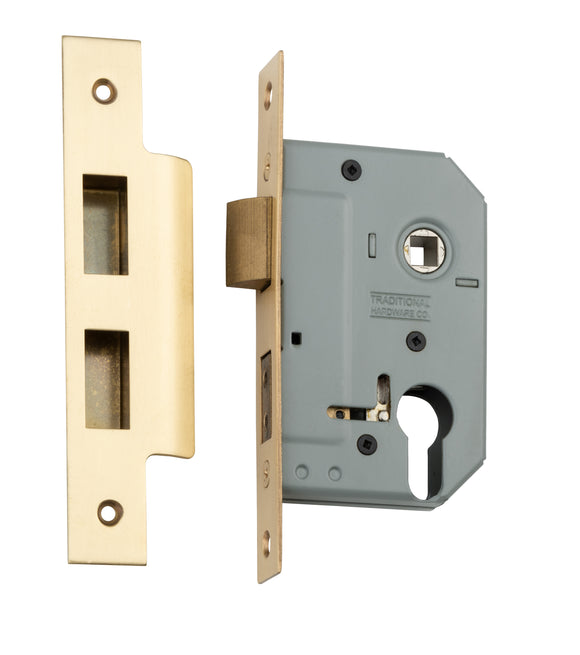 Mortice Lock Euro Satin Brass CTC47.5mm Backset 46mm