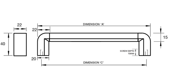 Kethy Square Hook 600mm O/A 480mm C to C Aluminium Available In 3 Colo –  Hardware & Panel Supplies