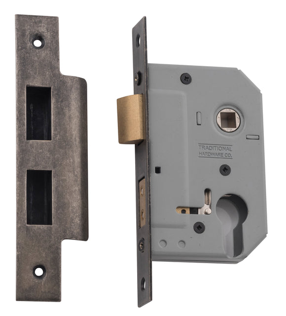 Mortice Lock Euro Rumbled Nickel CTC47.5mm Backset 46mm