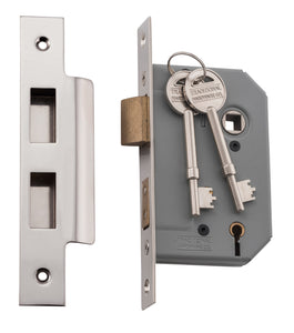 Mortice Lock 5 Lever Polished Nickel CTC57mm Backset 46mm