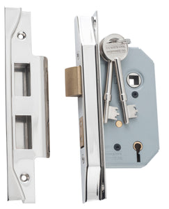 Mortice Lock 5 Lever Rebated Polished Nickel CTC57mm Backset 46mm