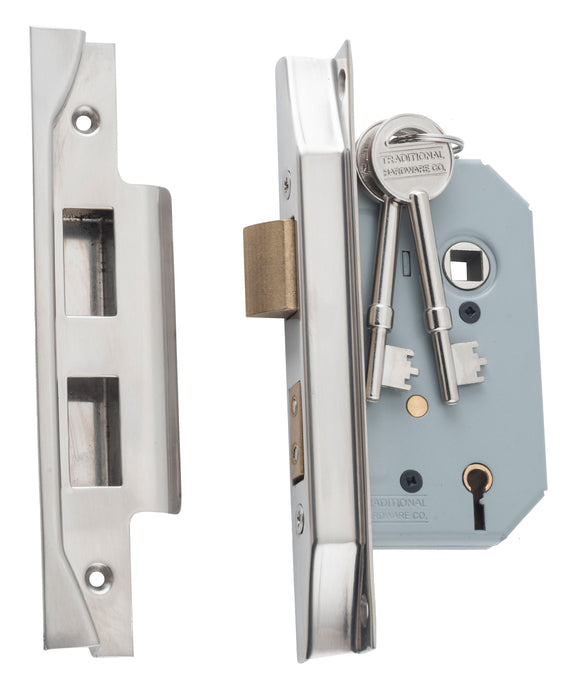 Mortice Lock 5 Lever Rebated Satin Nickel CTC57mm Backset 46mm