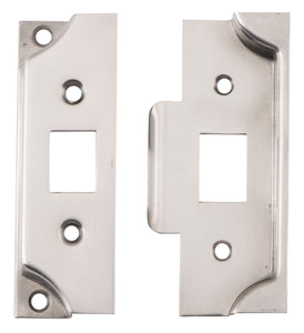 Tube Latch Split Cam Face Plate & Striker Kit Rebated Satin Nickel H95xW38mm