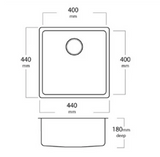 MERCER DC104 SINGLE BOWL SQUARE TOP/UNDER MOUNT