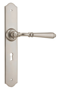 Door Lever Reims Lock Pair Satin Nickel H240xW40xP70mm