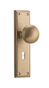 Door Knob Milton Lock Pair Satin Brass H200xW50xP73mm