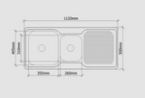 San Sink Stainless Steel E-150D Atlas Eco Range .9mm Double Bowl