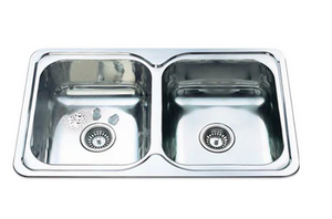 San Sink Stainless Steel E-200S Atlas Eco Range .9mm Double Bowl